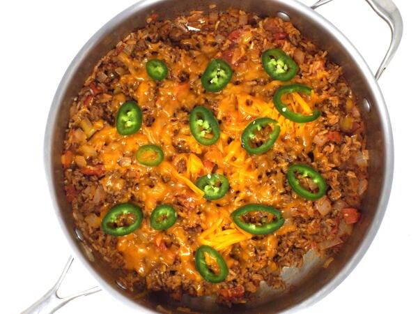 Mexican Ground Beef And Rice Skillet
