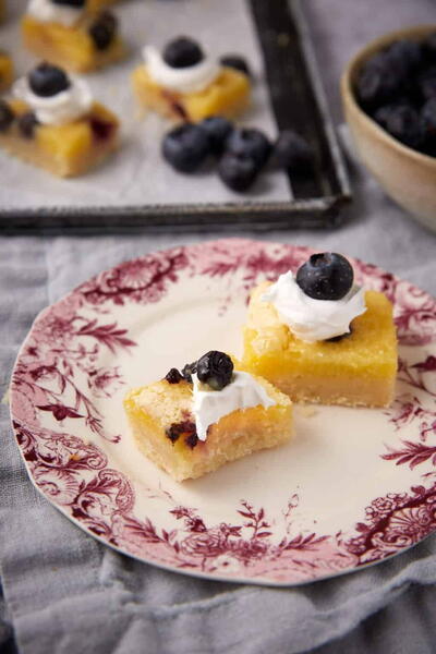 Lemon Blueberry Bars With A Shortbread Crust