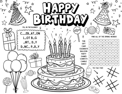 5 Fun Pages Of Birthday Activities