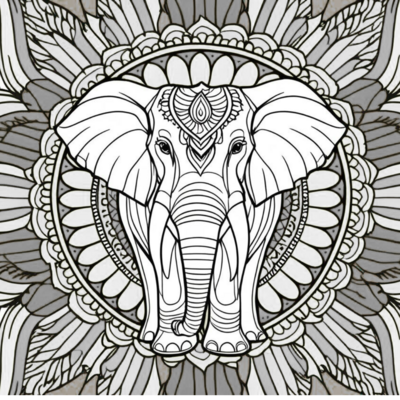 Elephant Mandala Coloring Page