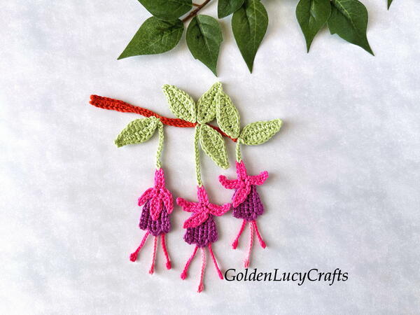 Crochet Fuchsia Flower Applique