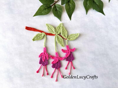 Crochet Fuchsia Flower Applique