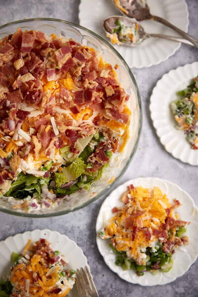 Southern 7 Layer Salad With Peas And Mayo