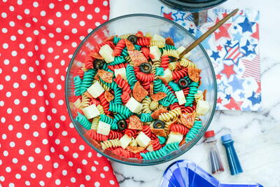 Red White And Blue Easy Summer Pasta Salad Recipe