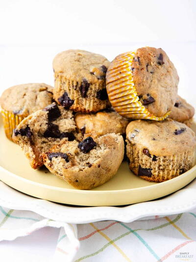 Moist Chocolate Chunk Banana Muffins