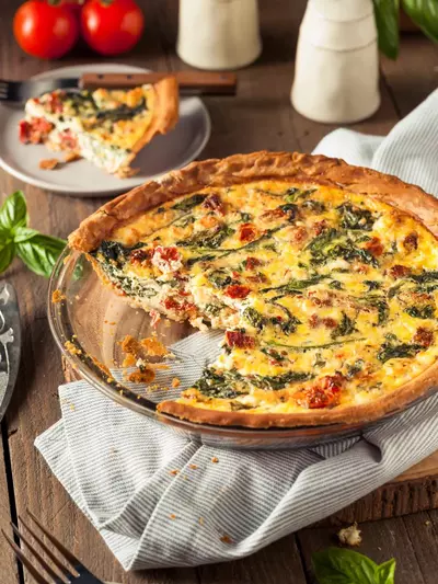 Spinach, Cheese And Bacon Quiche