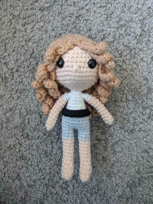 Crochet Blonde Doll In Shorts