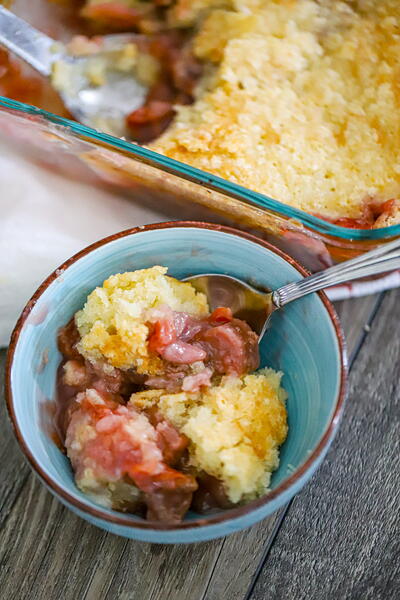 Easiest Rhubarb Cherry Cobbler