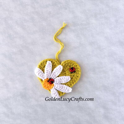 Crochet Daisy Heart Ornament
