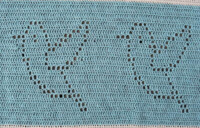 Hummingbirds Filet Crochet Blanket Stripe Pattern
