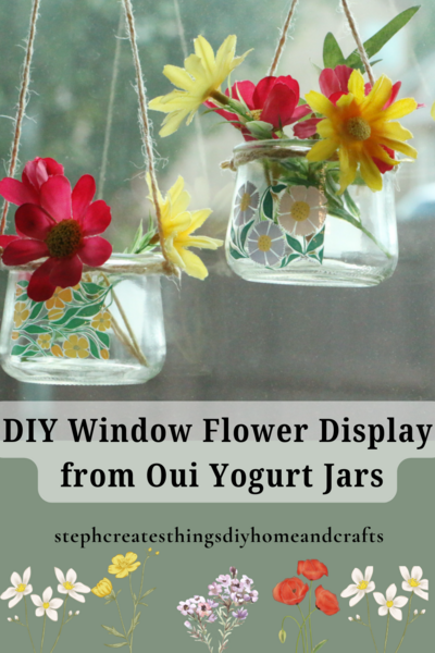 Transforming Oui Yogurt Jars: Creating A Window Hanging Flower Display