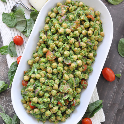 Creamy Chickpea Pesto Salad | Healthy 10 Minute Recipe