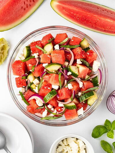 Greek Salad With Watermelon And Feta