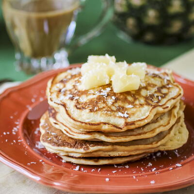 Tropical Pineapple Pancakes With Coconut Drizzle