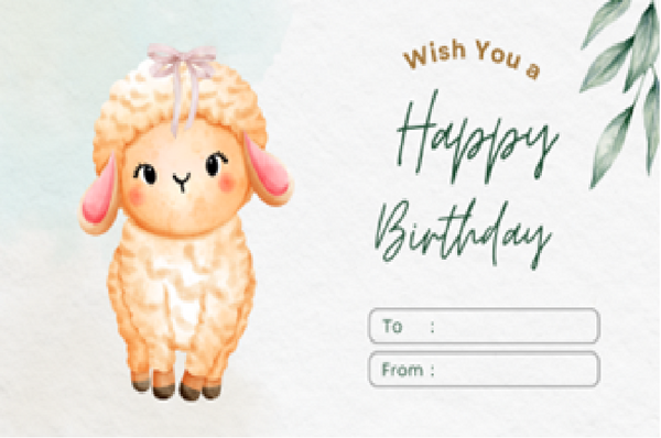 Lamb Birthday Gift Tag