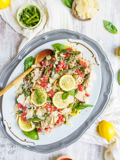 Lemon Orzo Salad With Asparagus