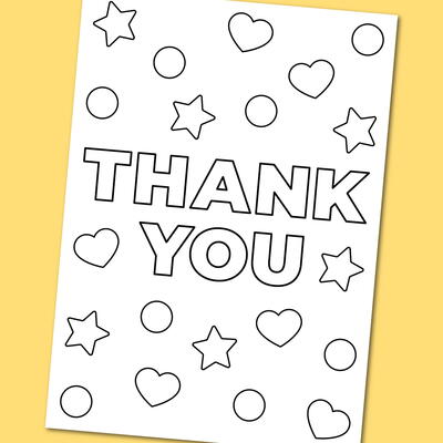 Printable Thank You Coloring Card