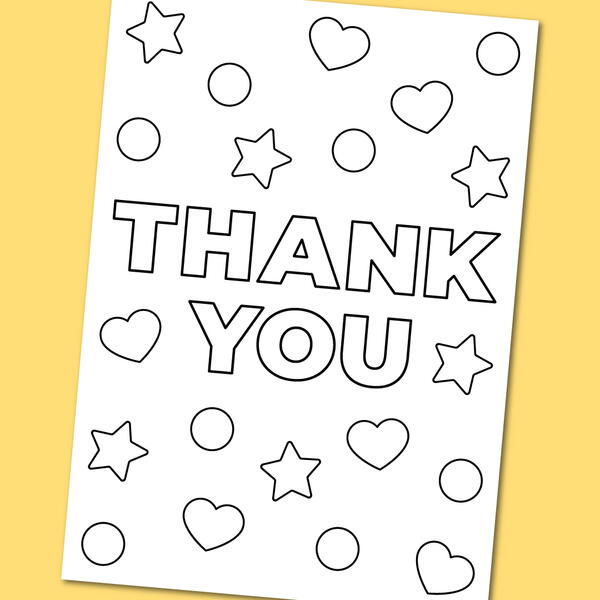 Printable Thank You Coloring Card