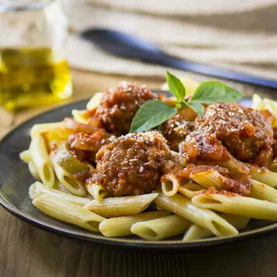 Ground Chicken Meatballs With Peppers And Onions