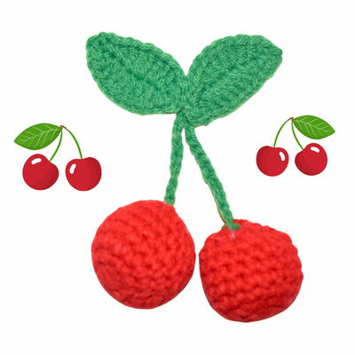 Crochet Cherry Keychain