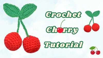 Crochet Cherry Keychain
