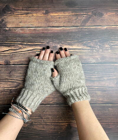 Rolled Top Fingerless Mittens