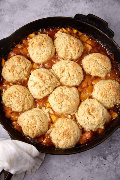 Southern Peach Cobbler With Buttermilk Biscuits