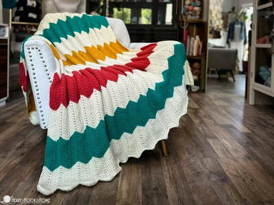 Simple Tunisian Chevron Throw Blanket