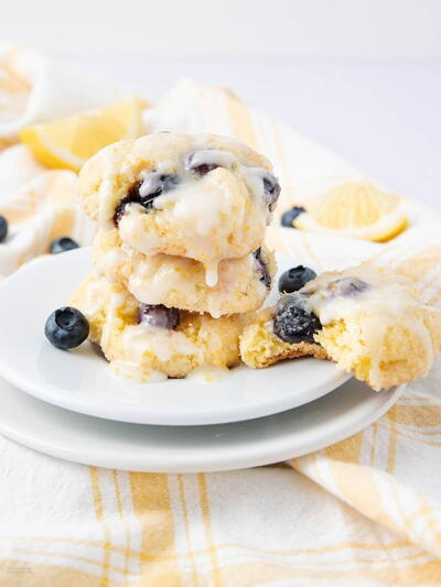 Soft Lemon Blueberry Cake Cookies