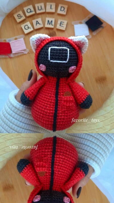 Free Crochet Pattern: Squid Game Cat Amigurumi