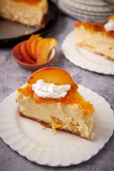 Creamy Peach Cheesecake With Vanilla Wafer Crust