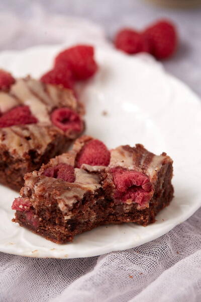 Fudgy Raspberry Cream Cheese Brownies