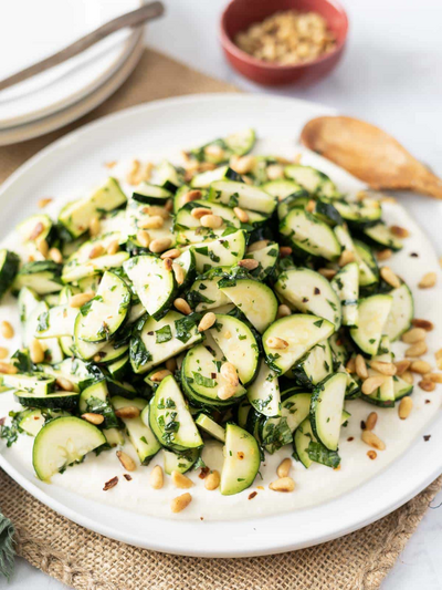 Raw Zucchini Salad With Creamy Feta Dressing