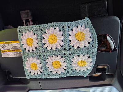 Daisy Crochet Car Visor Sunglasses Holder