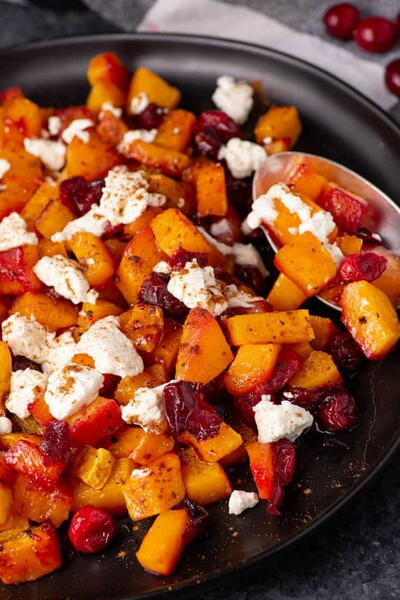 Roasted Butternut Squash With Cranberries And Feta