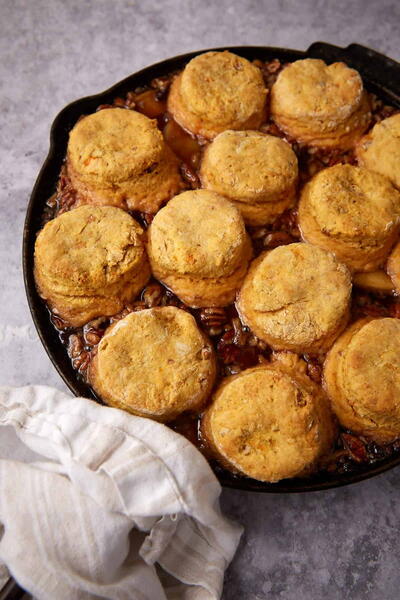 Gooey Apple Cobbler With Sweet Potato Biscuits