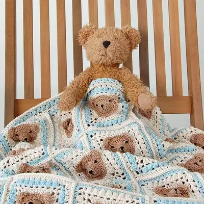 Vintage Teddy Bear Blanket Crochet Pattern