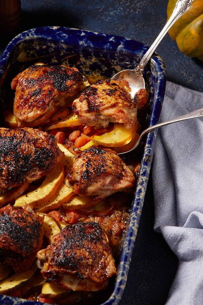 One-pan Maple Glazed Chicken And Acorn Squash Dinner