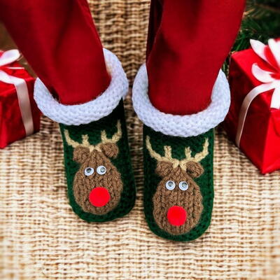 Family Reindeer Christmas Slippers