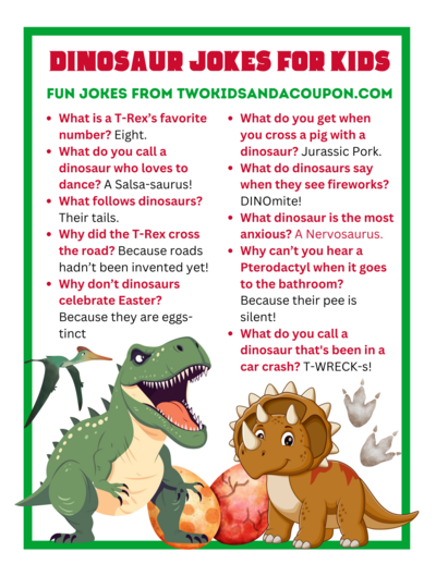 20 Dino-riffic Dinosaur Jokes For Kids With Free Printable