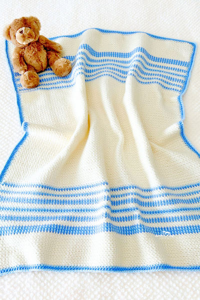 Moss Stitch Baby Boy Blanket