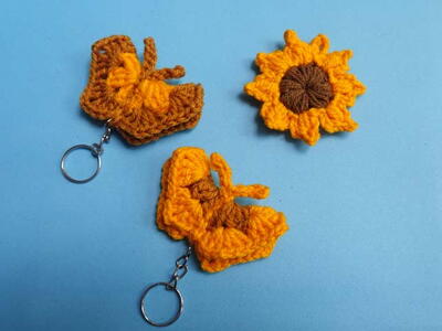 Crochet Flower Butterfly Keychains
