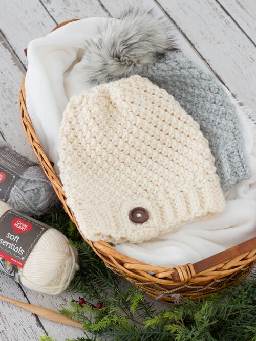 Easy Chunky Double Seed Stitch Hat With Optional Pom-pom