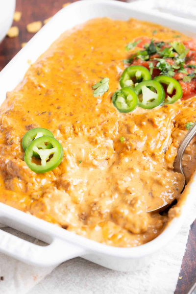 Cheesy Velveeta Hamburger Dip