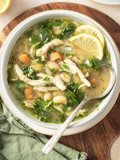 Lemon Chicken And White Bean Soup With Kale