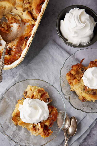 Caramelized Apple Bread Pudding With Raisins