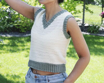 Pullover V Neck Crochet Vest