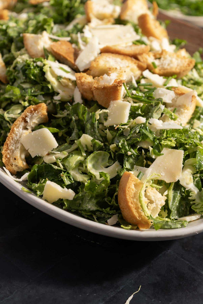 Kale And Brussels Sprout Caesar Salad