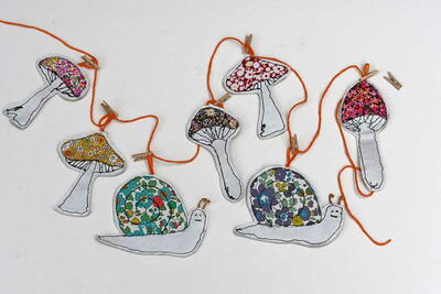 Scrap Fabric Mushroom Snail Fall Garland