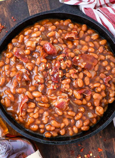 Sweet Bourbon Baked Beans With Bacon